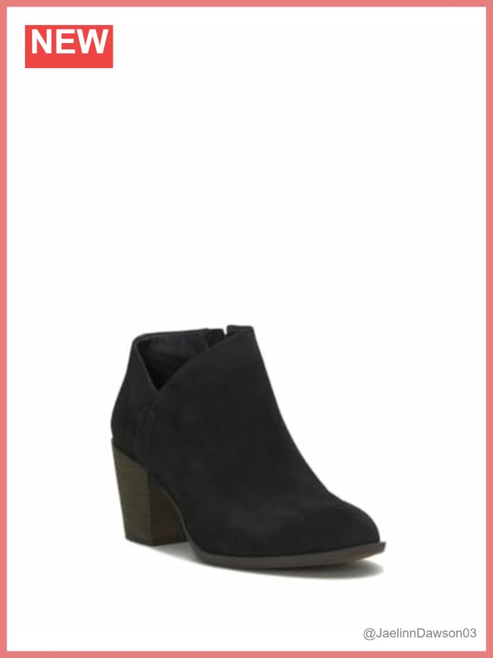 Women's Leather Ankle Bootie with Zip Closure Almond Toe Stacked Heel